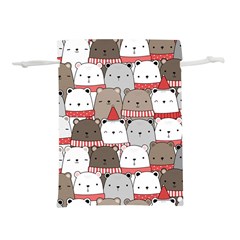 Cute Adorable Bear Merry Christmas Happy New Year Cartoon Doodle Seamless Pattern Lightweight Drawstring Pouch (m) by Vaneshart