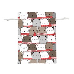 Cute Adorable Bear Merry Christmas Happy New Year Cartoon Doodle Seamless Pattern Lightweight Drawstring Pouch (l) by Vaneshart