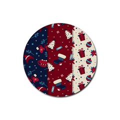 Flat Design Christmas Pattern Collection Art Rubber Round Coaster (4 Pack)  by Vaneshart