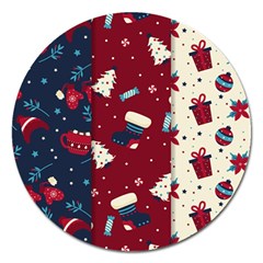 Flat Design Christmas Pattern Collection Art Magnet 5  (round) by Vaneshart