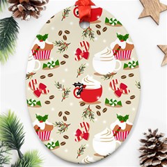 Christmas Coffe Cupcake Seamless Pattern Ornament (oval) by Vaneshart