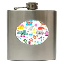 Funny Christmas Pattern Hip Flask (6 Oz) by Vaneshart