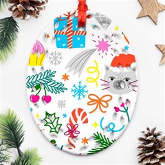 Funny Christmas Pattern Ornament (oval Filigree)