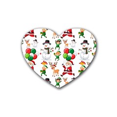 Seamless Pattern Christmas Heart Coaster (4 Pack)  by Vaneshart