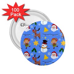 Funny Christmas Pattern With Snowman Reindeer 2 25  Buttons (100 Pack)  by Vaneshart