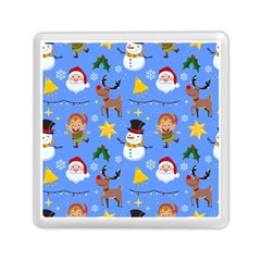 Funny Christmas Pattern With Snowman Reindeer Memory Card Reader (square)