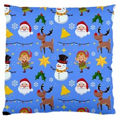 Funny Christmas Pattern With Snowman Reindeer Large Flano Cushion Case (two Sides) by Vaneshart