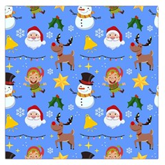 Funny Christmas Pattern With Snowman Reindeer Large Satin Scarf (square) by Vaneshart