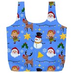 Funny Christmas Pattern With Snowman Reindeer Full Print Recycle Bag (XXL) Front