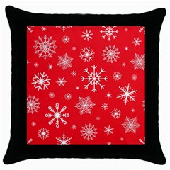 Christmas Seamless With Snowflakes Snowflake Pattern Red Background Winter Throw Pillow Case (black) by Vaneshart