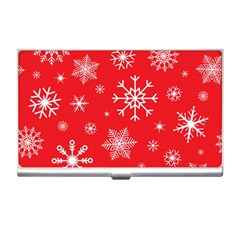 Christmas Seamless With Snowflakes Snowflake Pattern Red Background Winter Business Card Holder by Vaneshart