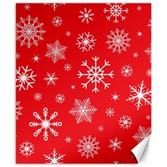 Christmas Seamless With Snowflakes Snowflake Pattern Red Background Winter Canvas 8  X 10  by Vaneshart