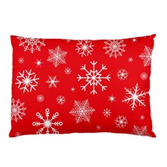 Christmas Seamless With Snowflakes Snowflake Pattern Red Background Winter Pillow Case by Vaneshart