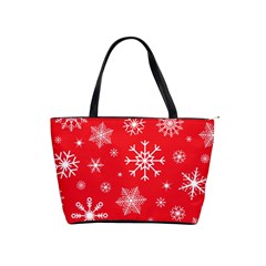 Christmas Seamless With Snowflakes Snowflake Pattern Red Background Winter Classic Shoulder Handbag by Vaneshart