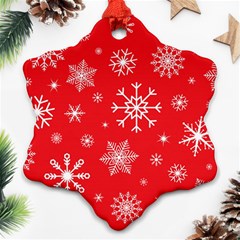 Christmas Seamless With Snowflakes Snowflake Pattern Red Background Winter Ornament (snowflake) by Vaneshart