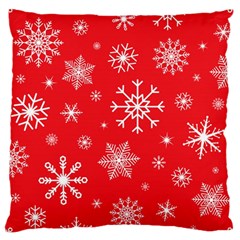 Christmas Seamless With Snowflakes Snowflake Pattern Red Background Winter Large Cushion Case (two Sides) by Vaneshart