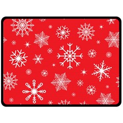 Christmas Seamless With Snowflakes Snowflake Pattern Red Background Winter Double Sided Fleece Blanket (large)  by Vaneshart