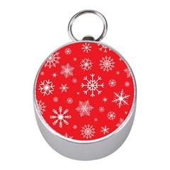 Christmas Seamless With Snowflakes Snowflake Pattern Red Background Winter Mini Silver Compasses by Vaneshart