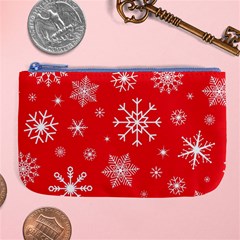 Christmas Seamless With Snowflakes Snowflake Pattern Red Background Winter Large Coin Purse by Vaneshart