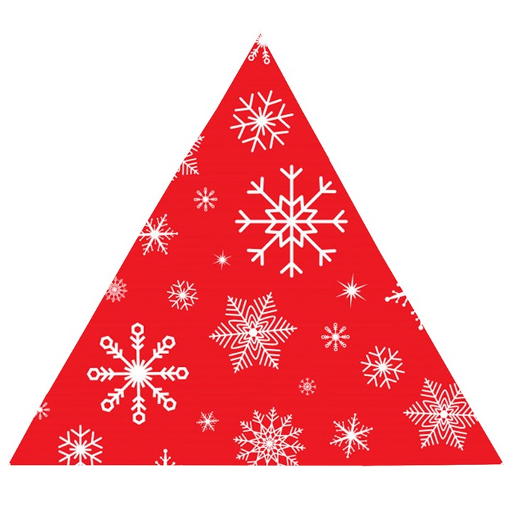 Christmas Seamless With Snowflakes Snowflake Pattern Red Background Winter Wooden Puzzle Triangle