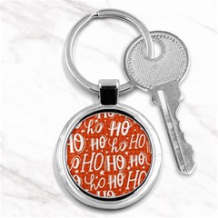 Ho Ho Ho Lettering Seamless Pattern Santa Claus Laugh Key Chain (round) by Vaneshart