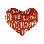 Ho Ho Ho Lettering Seamless Pattern Santa Claus Laugh Standard 16  Premium Heart Shape Cushions Front