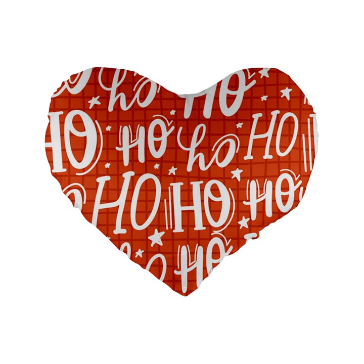 Ho Ho Ho Lettering Seamless Pattern Santa Claus Laugh Standard 16  Premium Heart Shape Cushions