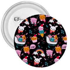 Colorful Funny Christmas Pattern Merry Xmas 3  Buttons