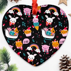 Colorful Funny Christmas Pattern Merry Xmas Ornament (Heart)