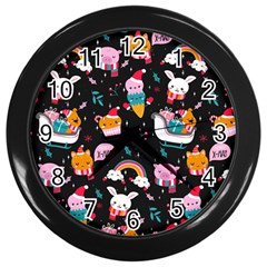 Colorful Funny Christmas Pattern Merry Xmas Wall Clock (Black)