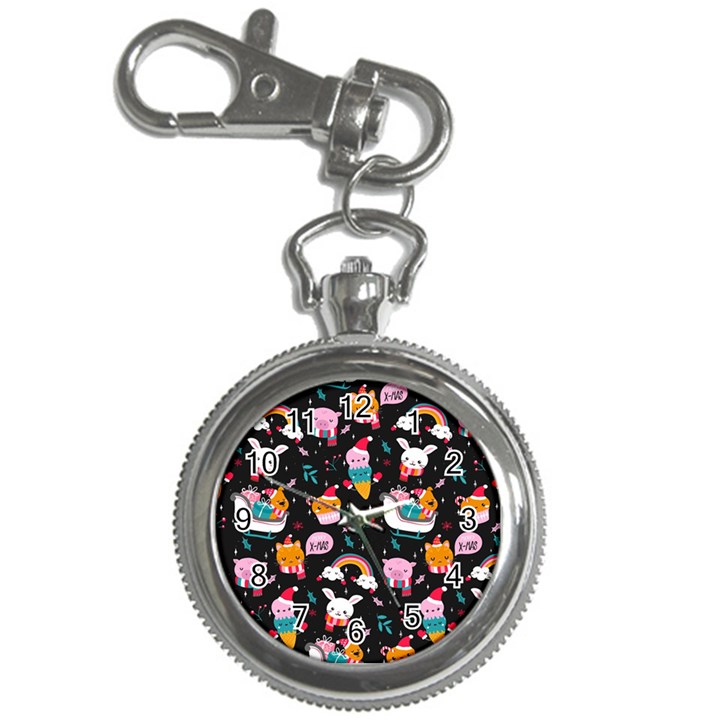 Colorful Funny Christmas Pattern Merry Xmas Key Chain Watches