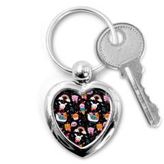 Colorful Funny Christmas Pattern Merry Xmas Key Chain (Heart)