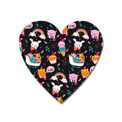 Colorful Funny Christmas Pattern Merry Xmas Heart Magnet by Vaneshart