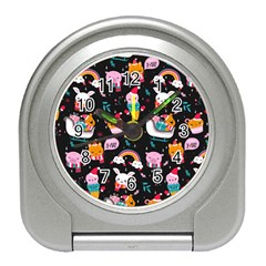 Colorful Funny Christmas Pattern Merry Xmas Travel Alarm Clock