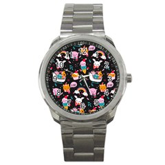 Colorful Funny Christmas Pattern Merry Xmas Sport Metal Watch