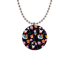 Colorful Funny Christmas Pattern Merry Xmas 1  Button Necklace