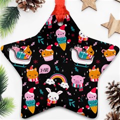 Colorful Funny Christmas Pattern Merry Xmas Star Ornament (Two Sides)