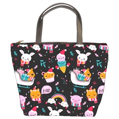 Colorful Funny Christmas Pattern Merry Xmas Bucket Bag