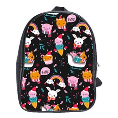 Colorful Funny Christmas Pattern Merry Xmas School Bag (Large)