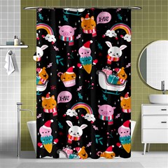 Colorful Funny Christmas Pattern Merry Xmas Shower Curtain 48  x 72  (Small) 