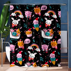 Colorful Funny Christmas Pattern Merry Xmas Shower Curtain 60  x 72  (Medium) 