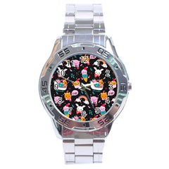 Colorful Funny Christmas Pattern Merry Xmas Stainless Steel Analogue Watch