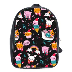 Colorful Funny Christmas Pattern Merry Xmas School Bag (XL)