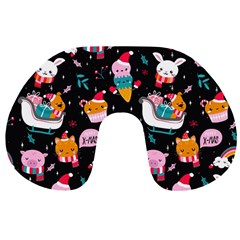 Colorful Funny Christmas Pattern Merry Xmas Travel Neck Pillow