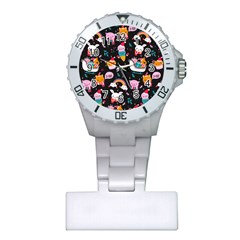 Colorful Funny Christmas Pattern Merry Xmas Plastic Nurses Watch