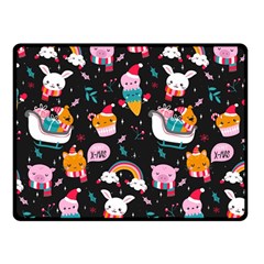 Colorful Funny Christmas Pattern Merry Xmas Double Sided Fleece Blanket (Small) 