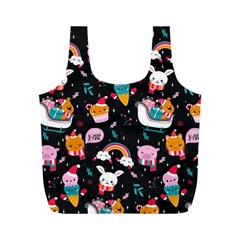 Colorful Funny Christmas Pattern Merry Xmas Full Print Recycle Bag (M)