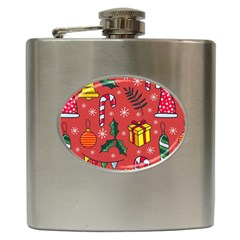 Colorful Funny Christmas Pattern Hip Flask (6 Oz) by Vaneshart