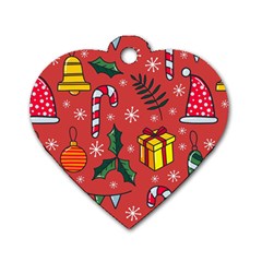 Colorful Funny Christmas Pattern Dog Tag Heart (two Sides) by Vaneshart