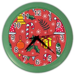 Colorful Funny Christmas Pattern Color Wall Clock